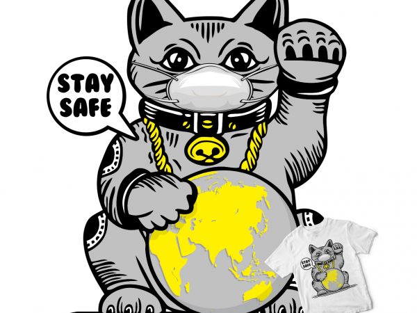 Luckycat stay safe t-shirt design png
