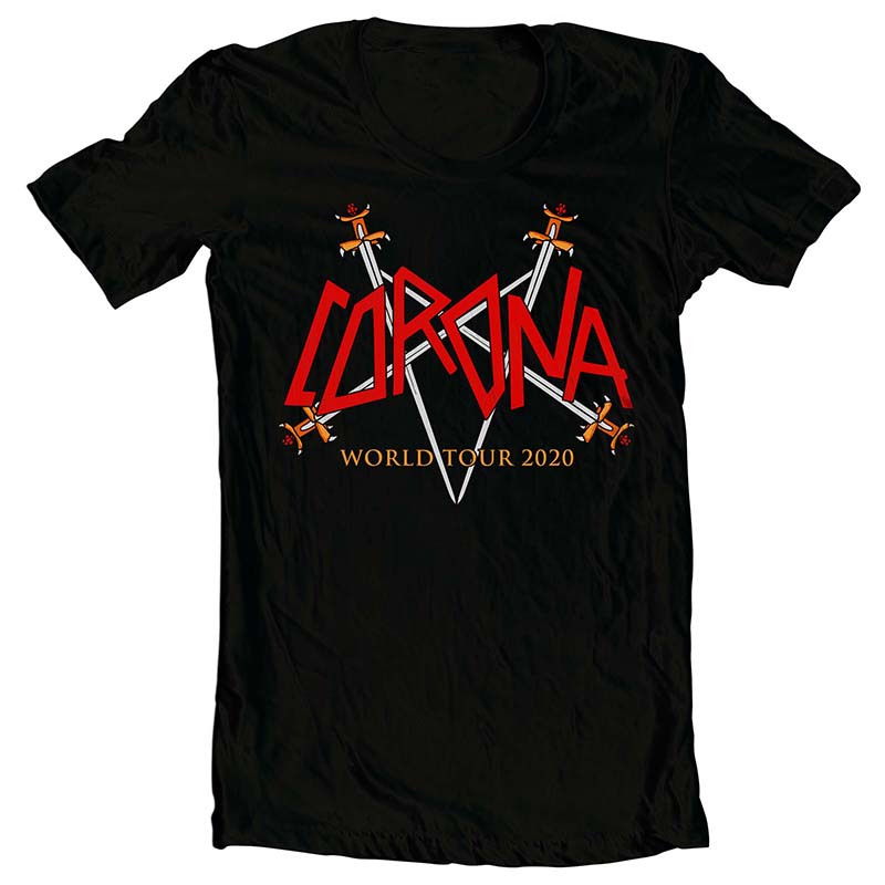 corona world tour 2020 graphic t-shirt design