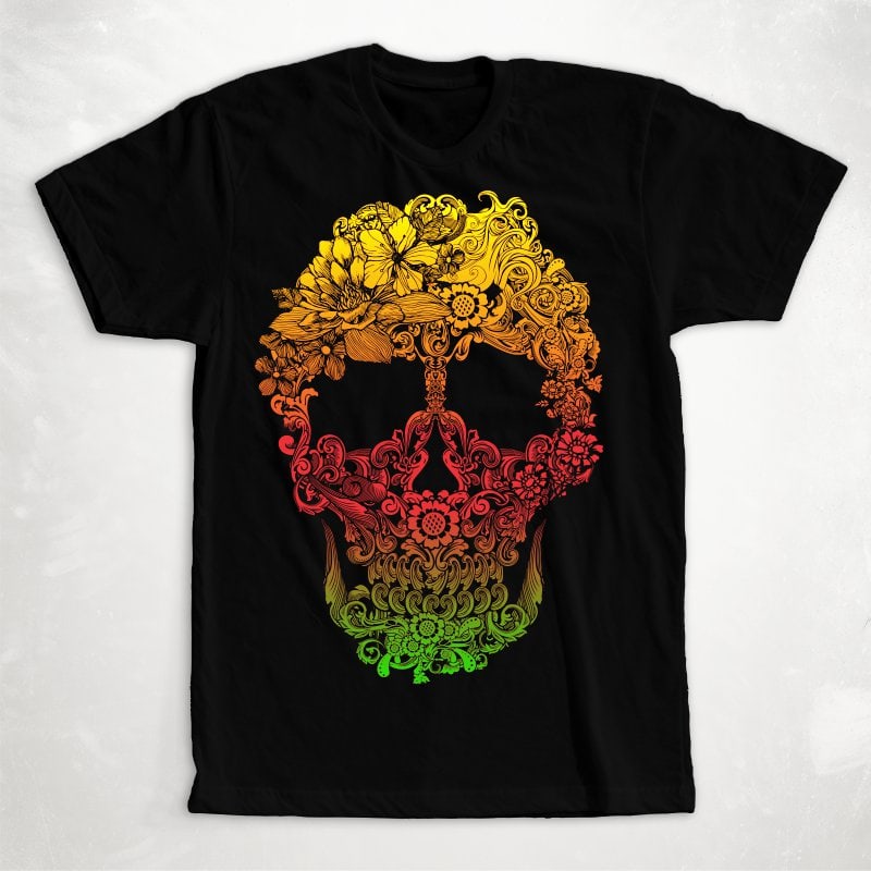 Skull Ornament t-shirt design for sale