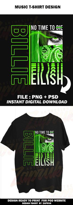 Music Series – Billie Eilish No time to die tshirt design for sale