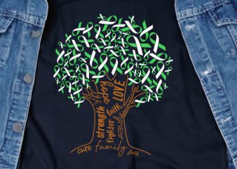 Ribbon Tree of Hope and Cure Cerebral Palsy SVG – Awarness – t shirt design for purchase