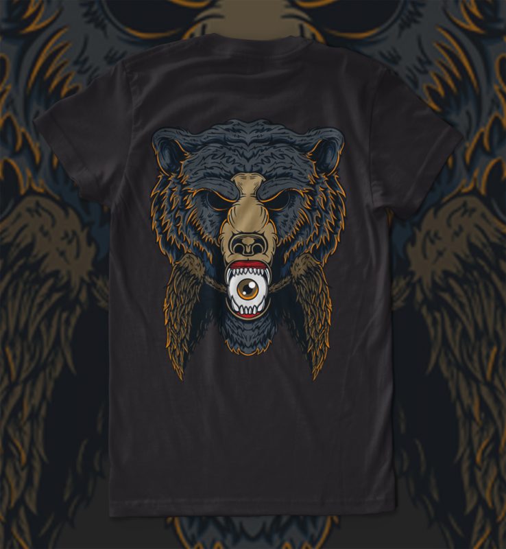 brown bear illustration t-shirt design
