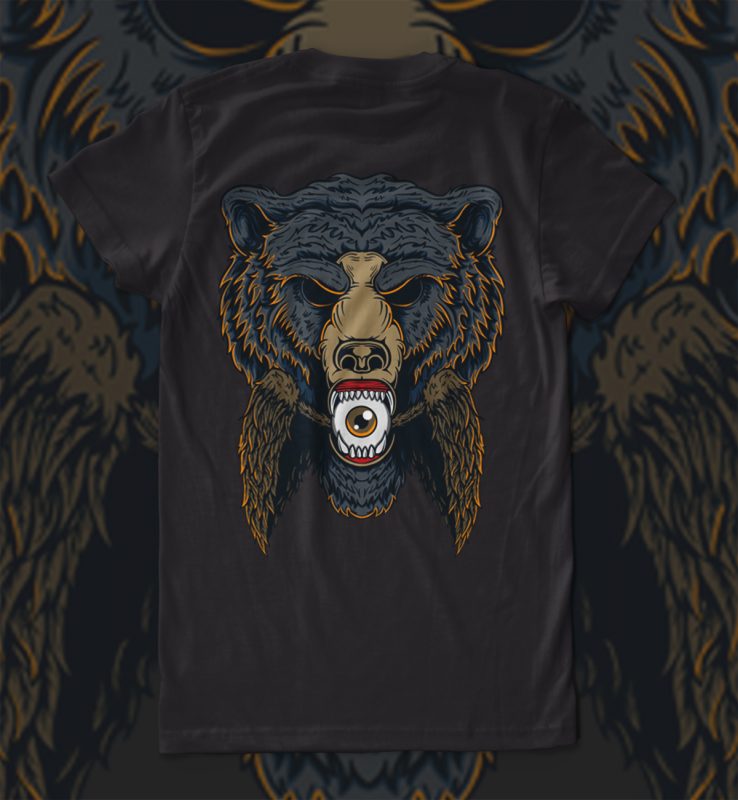 brown bear illustration t-shirt design