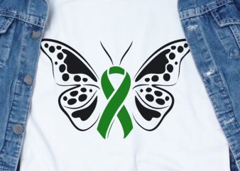 Butterfly Ribbon SVG – Cerebral Palsy – Awareness – commercial use t-shirt design