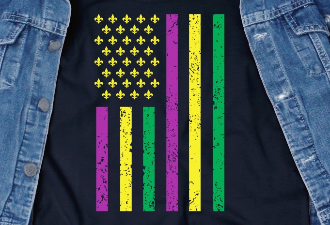 Mardi Gras American Flag – Festival – buy t shirt design for commercial use