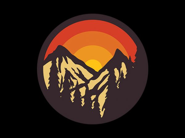 Mountain sunset graphic t-shirt design