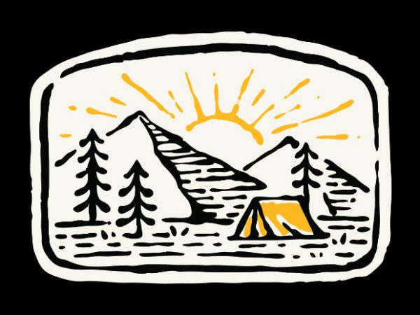Camp hand drawn design for t shirt