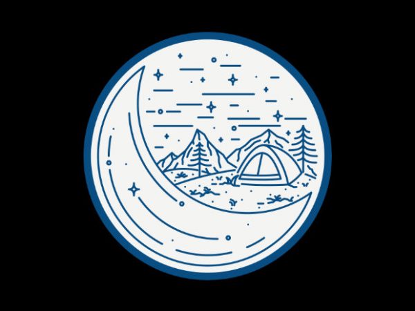 Night camping graphic t-shirt design