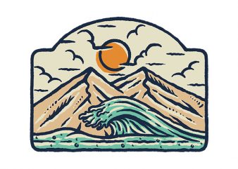 Mountain and Wave t shirt design for download