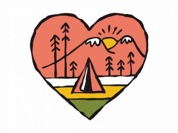 Camping in love t-shirt design for commercial use