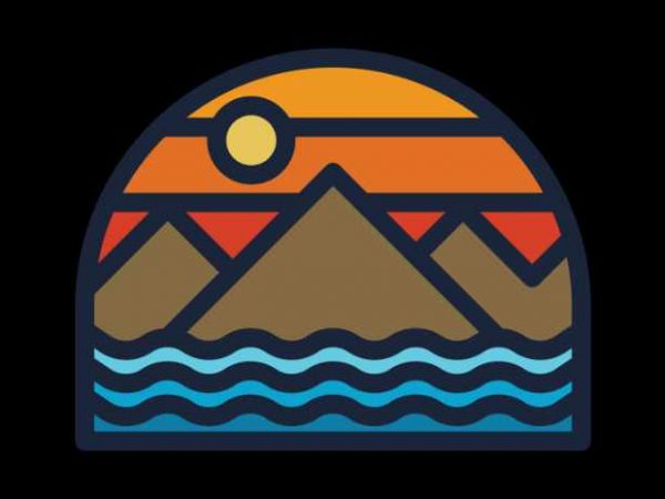 Mountain sea graphic t-shirt design