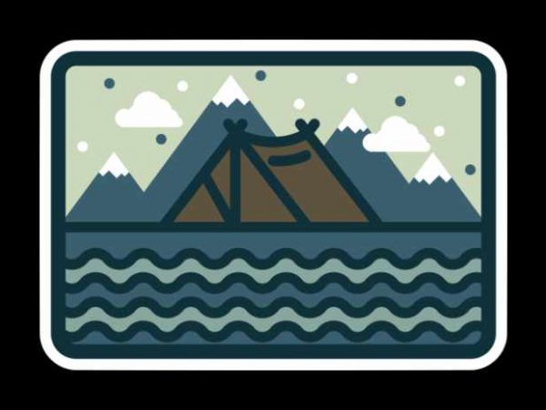 Camp mountain beach view t shirt design for purchase