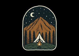 Camp Mountain Night design for t shirt