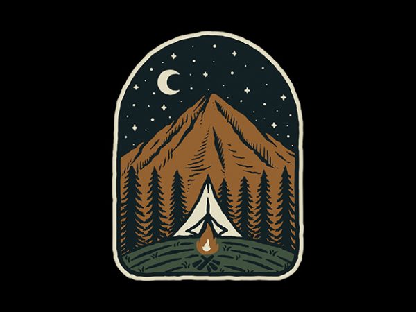 Camp mountain night design for t shirt