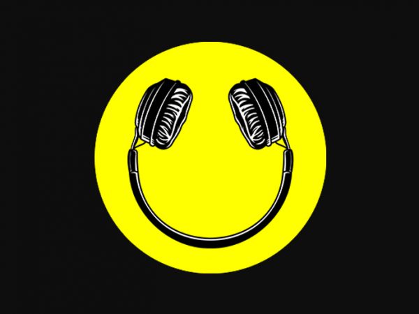 Smile headphone music graphic t-shirt design
