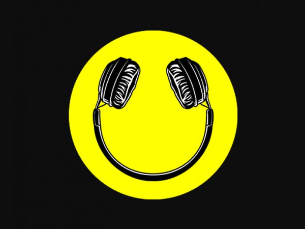 Smile headphone music graphic t-shirt design Smile headphone music graphic t-shirt design