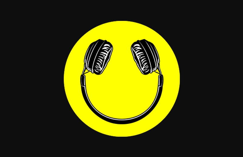 Smile Headphone music graphic t-shirt design