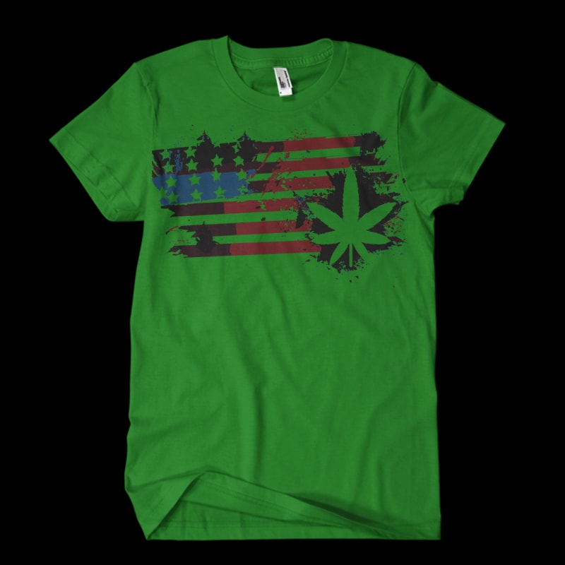 usa flag marijuana plant design for t shirt print ready t shirt design