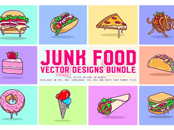 Junk food vector designs bundle