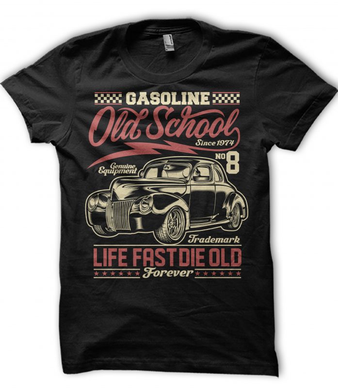 GASOLINE OLD SCHOOL t shirt design for download