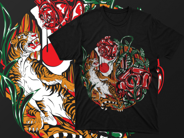 Tiger vs rafflesia monster artwork vector – tshirt design for sale ai, svg,png