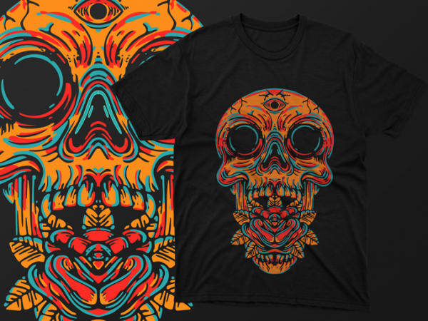 Skull 3 eyes artwork vector – tshirt design for sale ai, svg,png