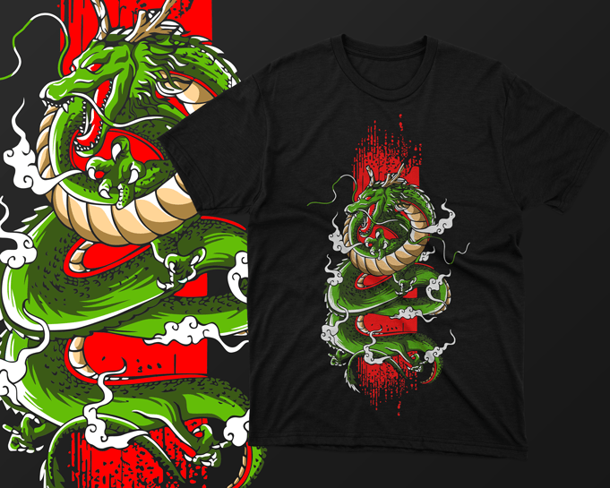 Flying Dragon Artwork Vector – tshirt design for sale ai, svg,png