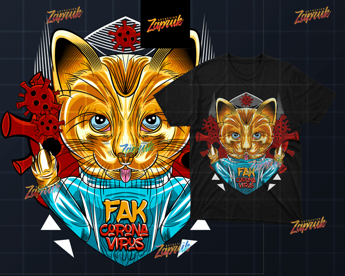 [Vector] Cat FAK Corona Virus – Original Artwork t-shirt design for sale