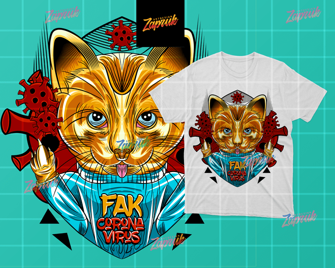 [Vector] Cat FAK Corona Virus – Original Artwork t-shirt design for sale