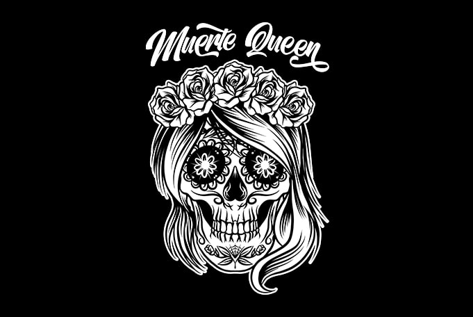 Muerte Queen Sugar Skull graphic t-shirt design