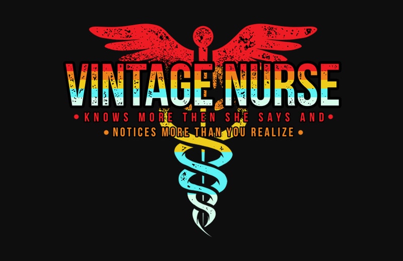 Vintage Nurse t-shirt design png