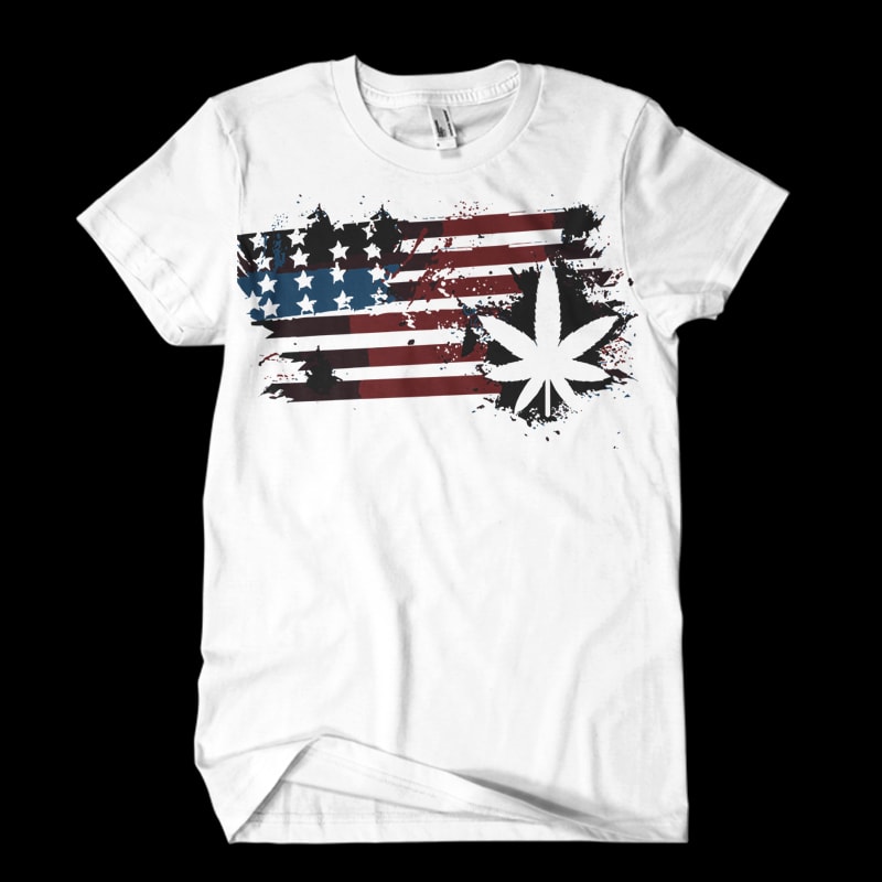 usa flag marijuana plant design for t shirt print ready t shirt design