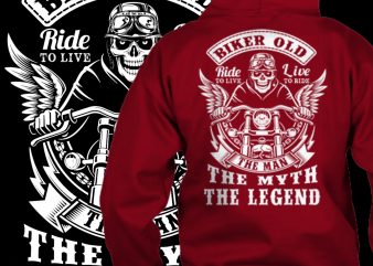 Biker old man tshirt design skull with wings