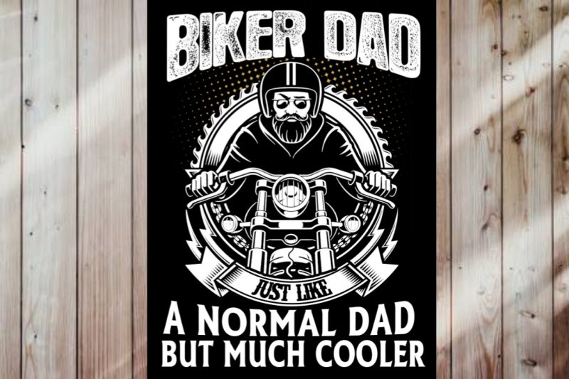 Biker dad skull with helm psd editable text t shirt design to buy