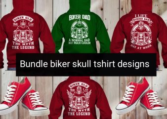 4 Motorcycle biker skull tshirt designs bundle