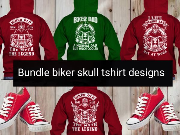 4 motorcycle biker skull tshirt designs bundle