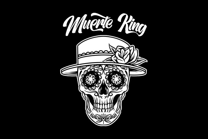 Muerte King Sugar Skull shirt design png t shirt design for download