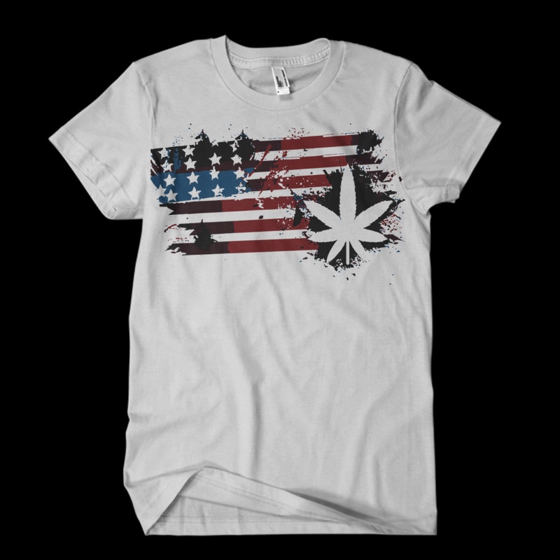 usa flag marijuana plant design for t shirt print ready t shirt design