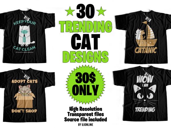Cat bundle – 30 trending cat niche designs Cat bundle – 30 trending cat niche designs