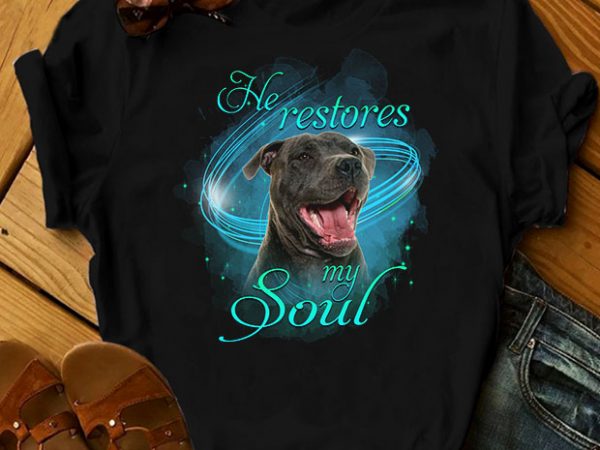 1 design 31 versions – dogs – he restores my soul – t-shirt design for sale