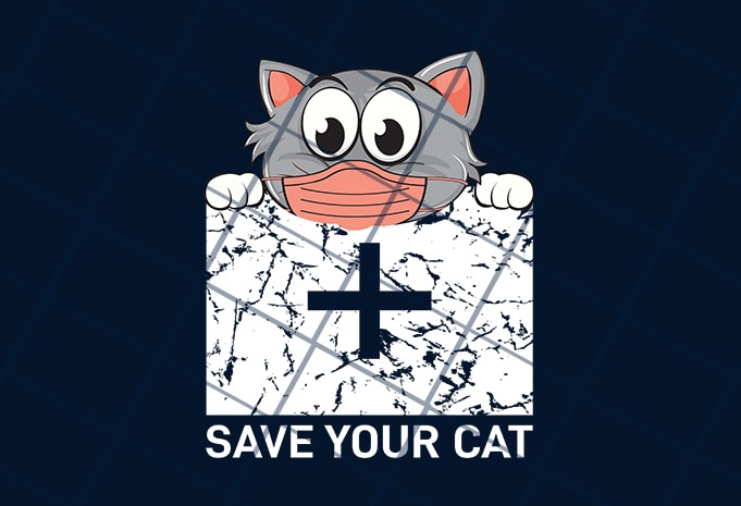 Save your cat, corona awareness t shirt design to buy