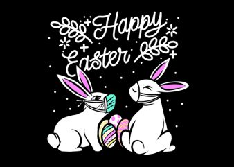 Happy Easter Rabbit Bunny in Coronavirus t shirt design for purchase