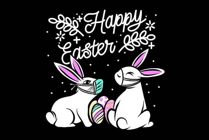 Happy Easter Rabbit Bunny in Coronavirus t shirt design for purchase