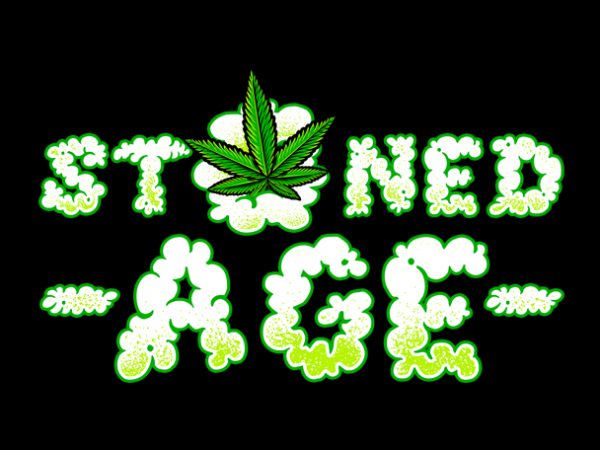 Stoned age , weed marijuana cannabis ganja design for t shirt graphic t-shirt design