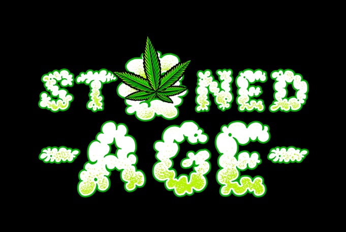Stoned Age , weed marijuana cannabis ganja design for t shirt graphic t-shirt design