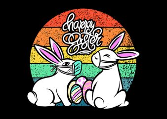 Happy Easter Rabbit Bunny Coronavirus t shirt design for download
