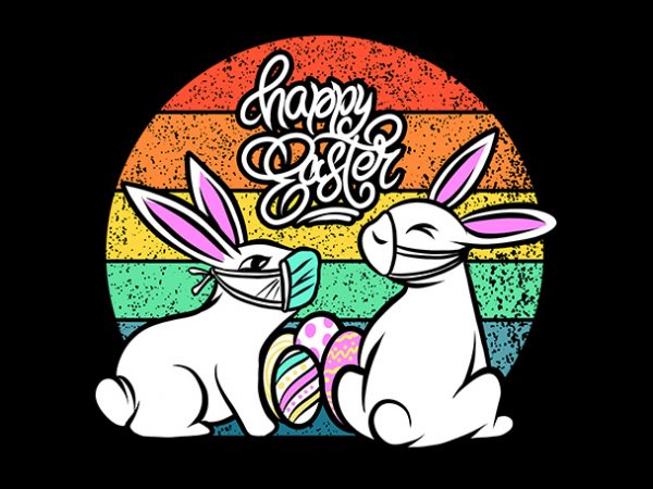 Happy easter rabbit bunny coronavirus t shirt design for download