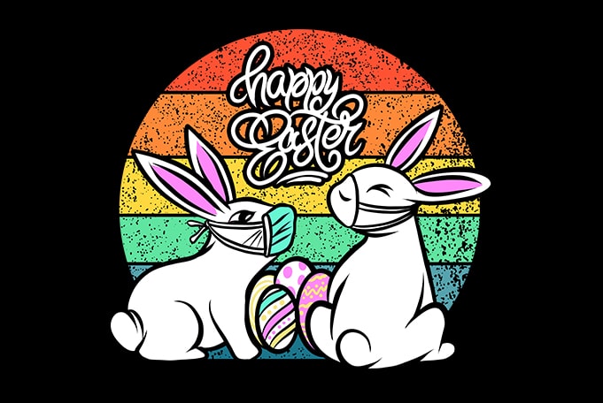 Happy Easter Rabbit Bunny Coronavirus t shirt design for download