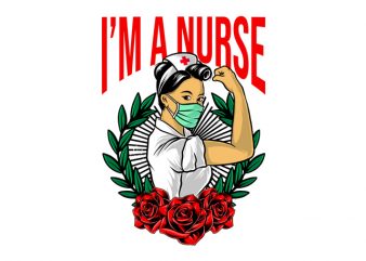 i’m a nurse strong tattoo, fight coronavirus t-shirt design for commercial use
