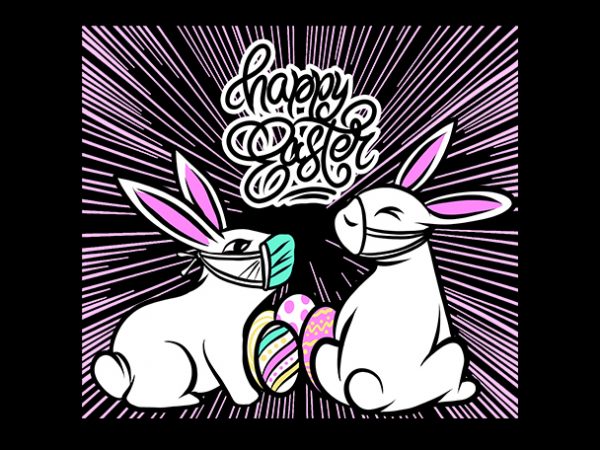 Happy easter rabbit bunny coronavirus t shirt design for purchase